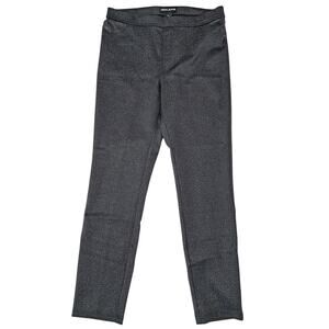 DKNY JEANS Charcoal Black Skinny Pants Sz M Stretch Faux Leather Pocket Leggings